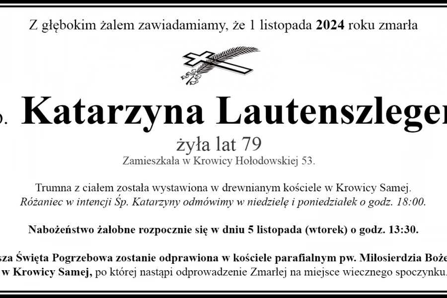 Zmarła Katarzyna Lautenszleger